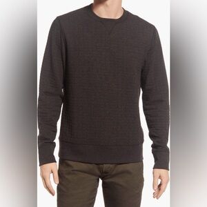 Billy Reid Grid Quilted Crewneck Sweatshirt Sz L Charcoal Gray Casual MSRP $198